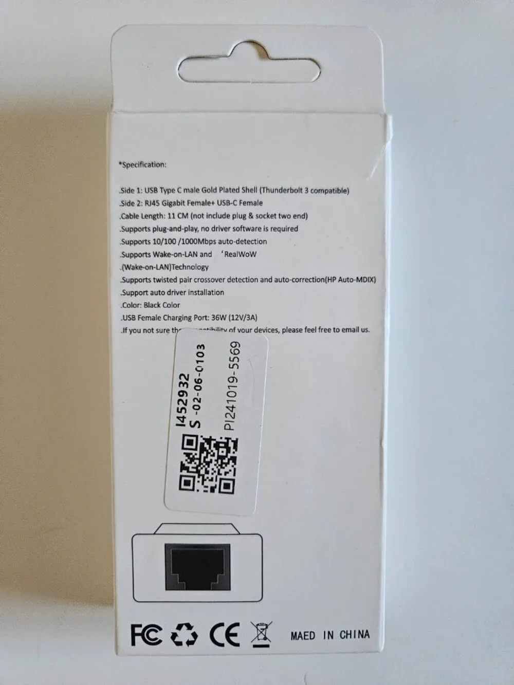 HarmonyOS USB-C to RJ45 Gigabit Ethernet Adapter w/ PD Charging Port